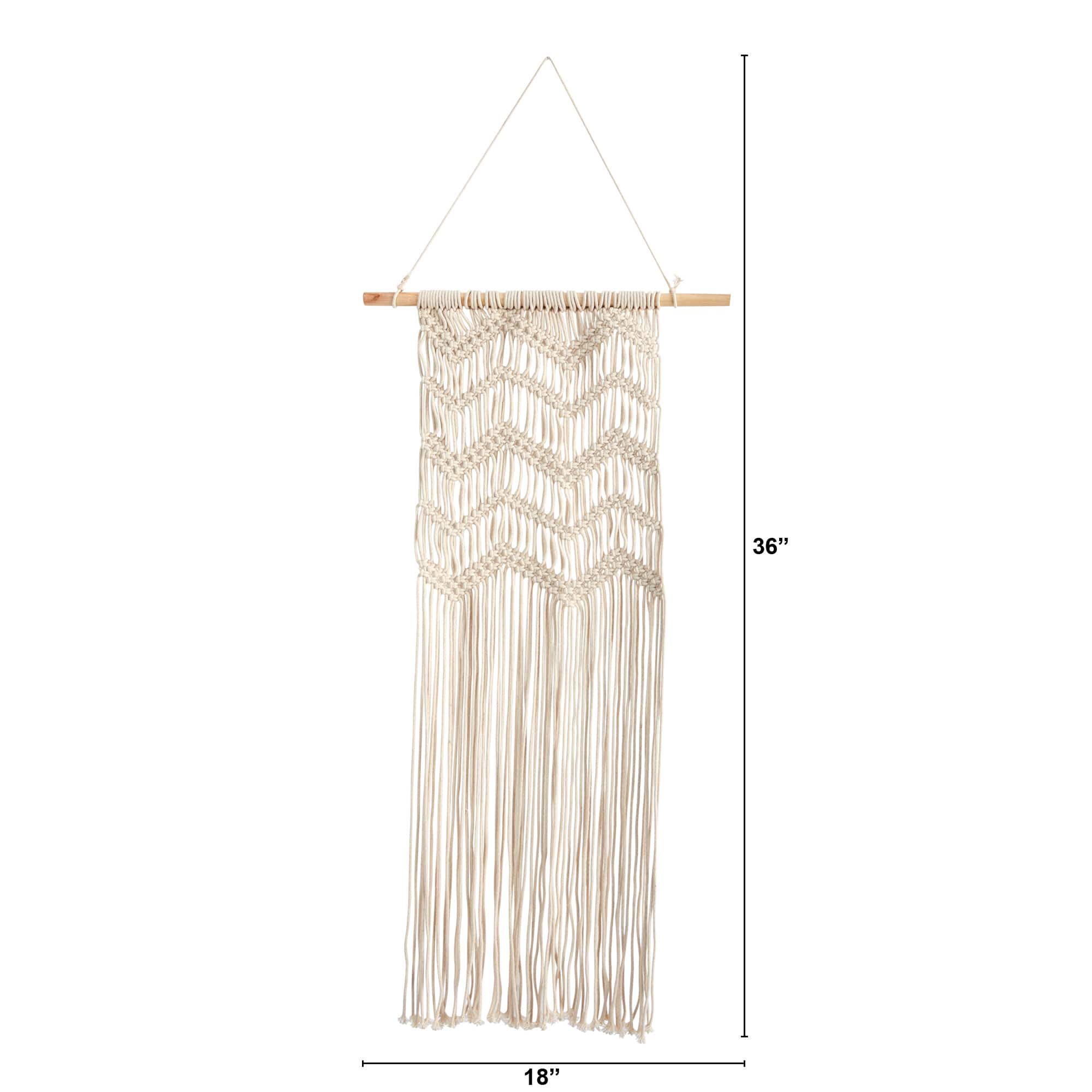 3ft. x 1.5ft. Boho Woven Macrame Wall Hanging Decor